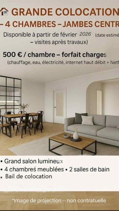 共享租房 110 m² 在 Namur Jambes
