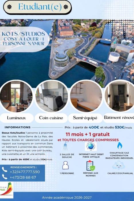 Kot 14 m² in Namen Centre - La Corbeille