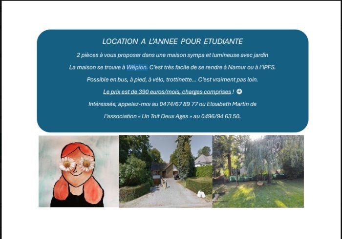 Kot chez l'habitant 32 m² à Namur Autres